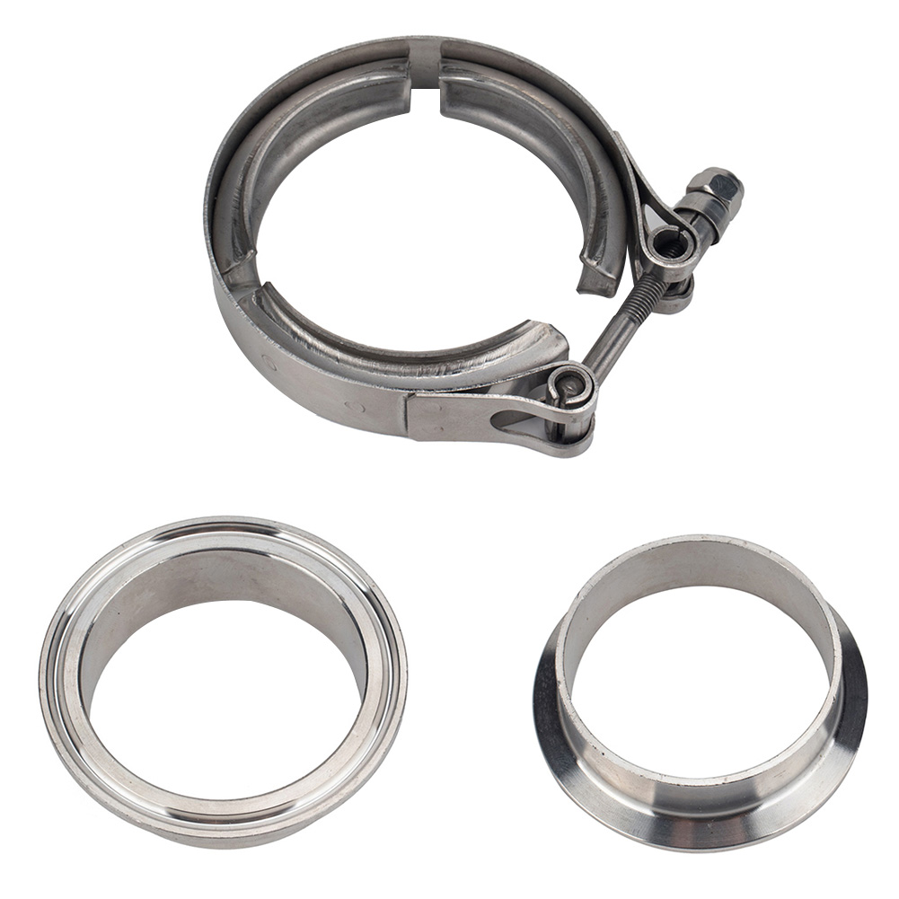 3" Stainless Steel V-Band Flange & Clamp Kit Male/Female for Exhaust Downpipes 3" Stainless Steel V-Band Flange & Clamp Kit Male/Female for Exhaust Downpipes